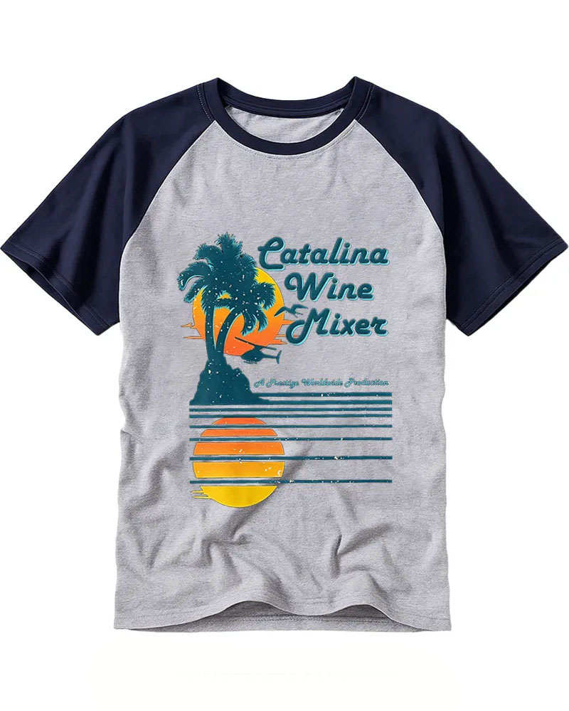 Vintage Coastal Sunset Letter Raglan Tee