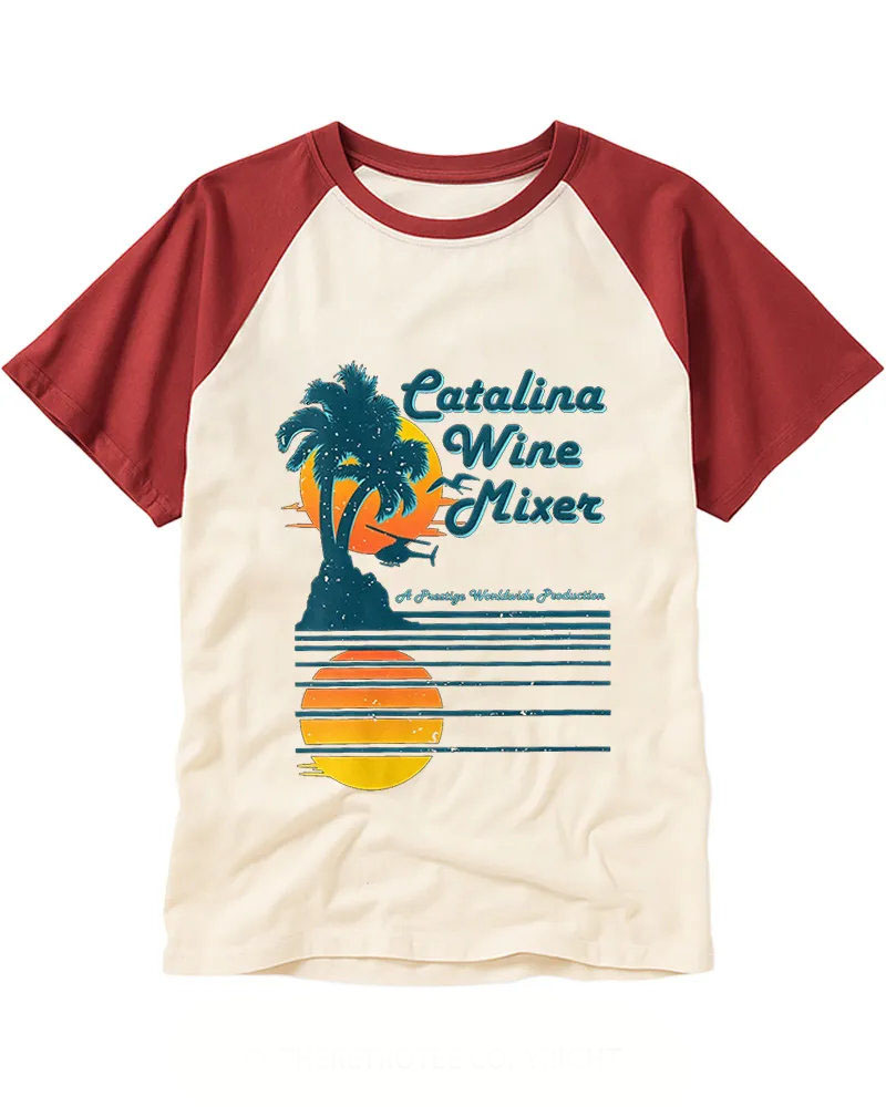 Vintage Coastal Sunset Letter Raglan Tee