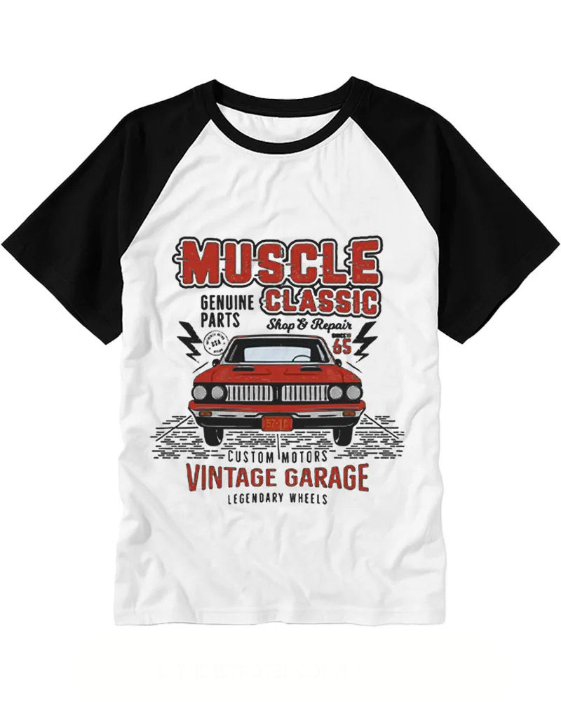 Vintage Classic Car Garage Graphic Raglan Tee