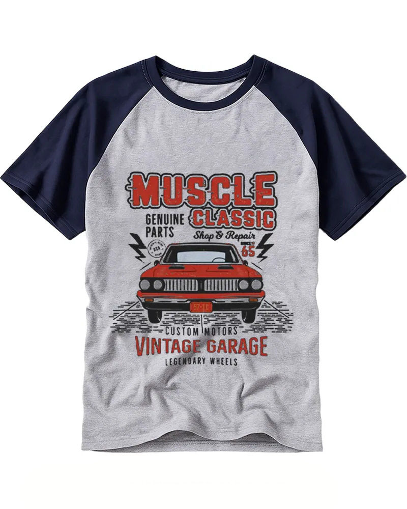 Vintage Classic Car Garage Graphic Raglan Tee