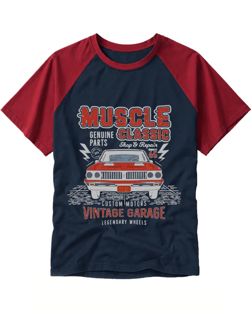 Vintage Classic Car Garage Graphic Raglan Tee