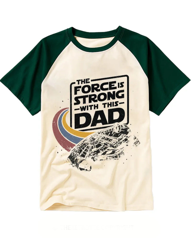 Vintage Star Ship Dad Slogan Raglan Tee