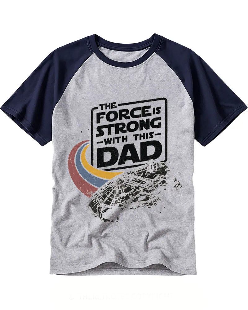 Vintage Star Ship Dad Slogan Raglan Tee
