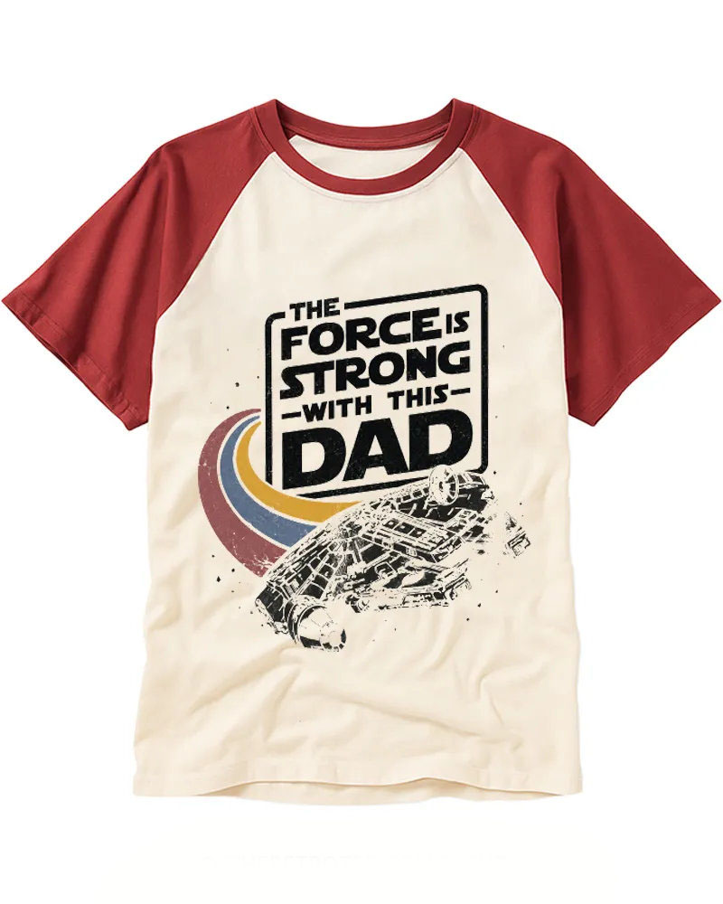 Vintage Star Ship Dad Slogan Raglan Tee