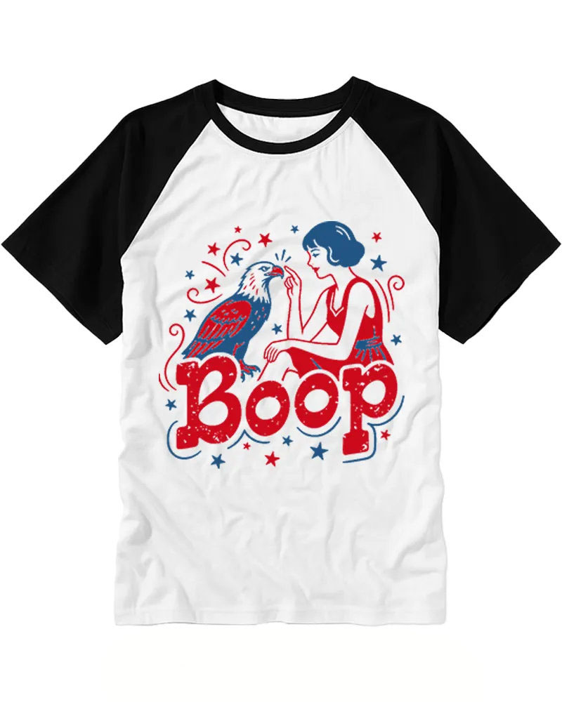 Retro Flapper Girl Eagle Star Two-tone Raglan Tee