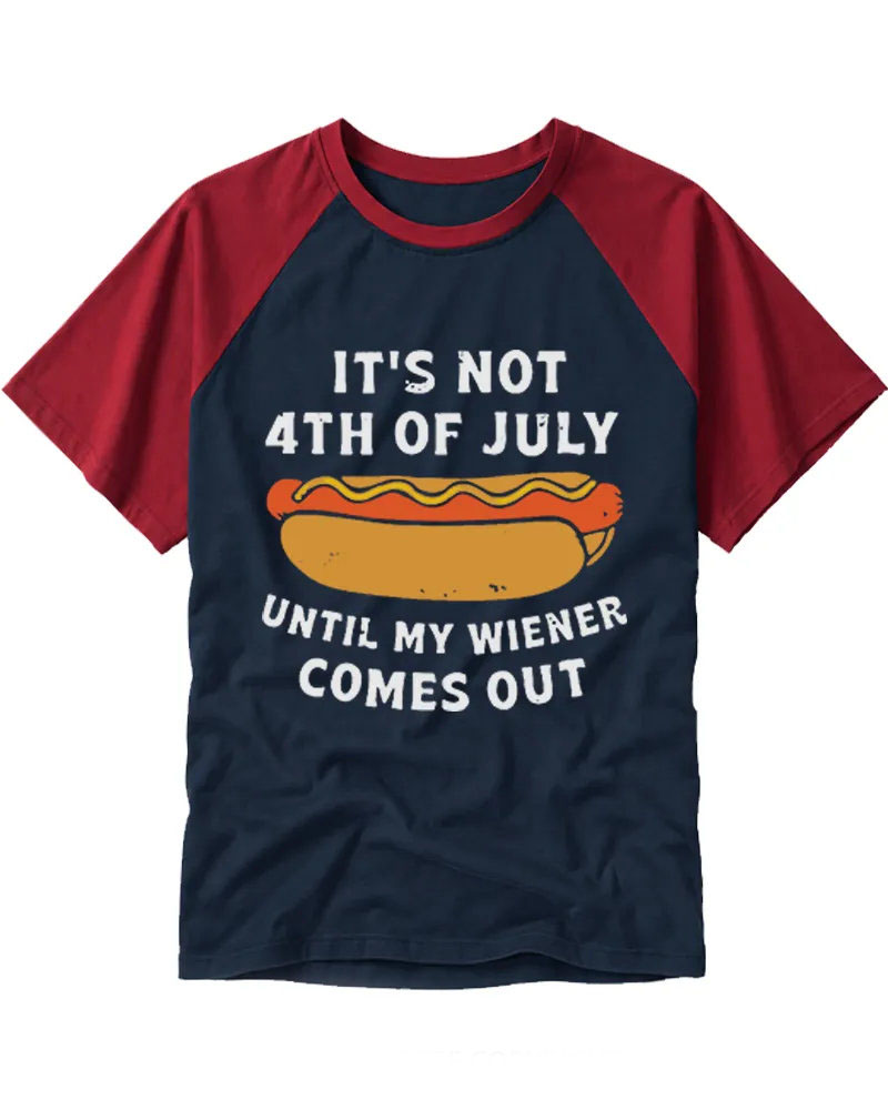Casual Retro Wiener Joke Raglan Tee