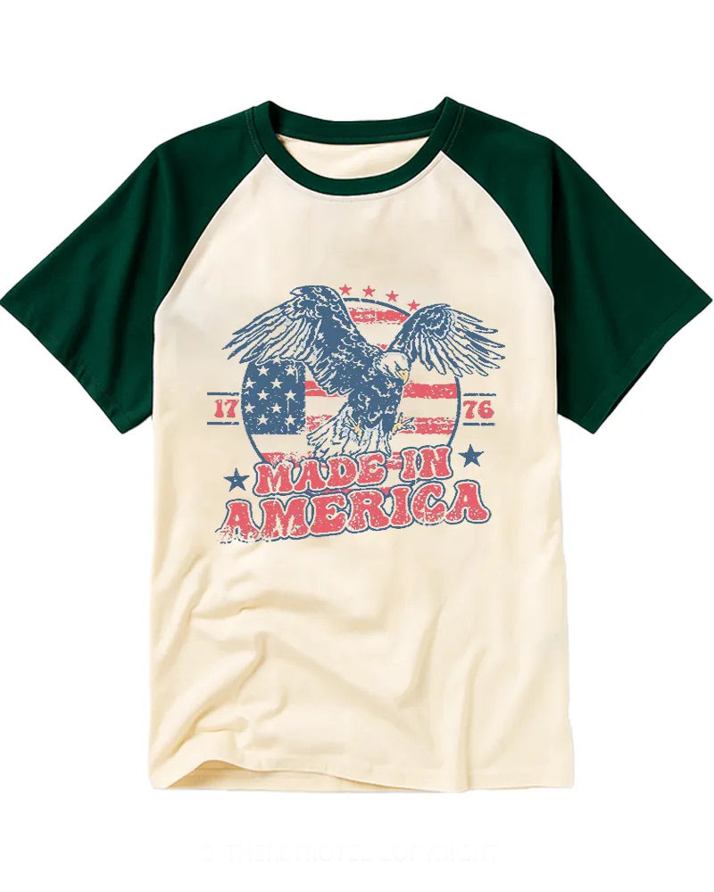 Retro Distressed Bald Eagle American Flag Cotton Tee