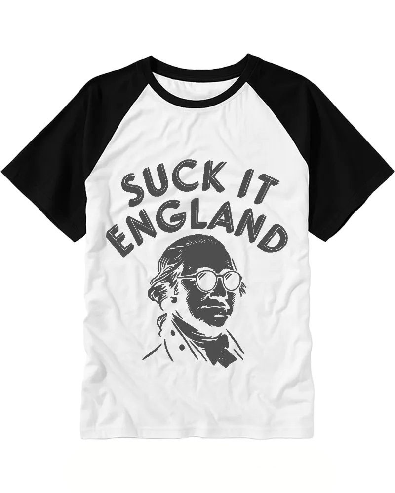 Funny Colonial Figure Graphic Raglan Tee