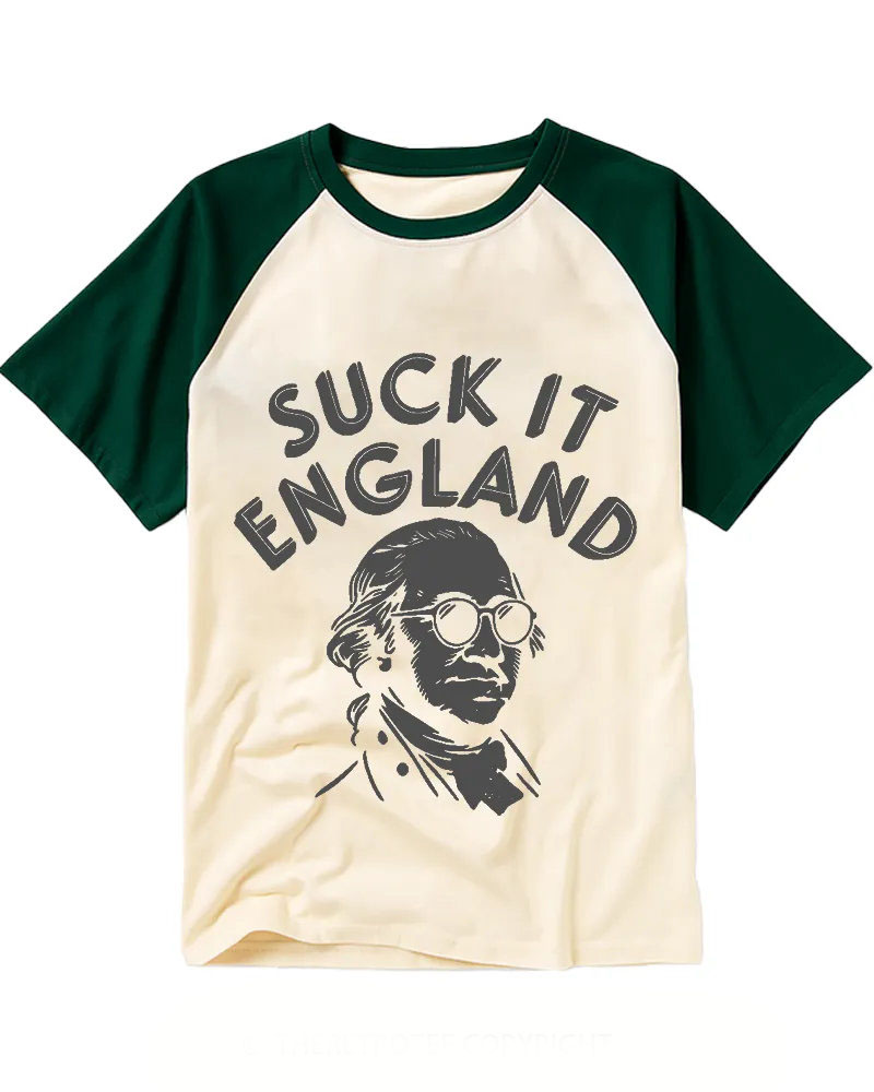 Funny Colonial Figure Graphic Raglan Tee
