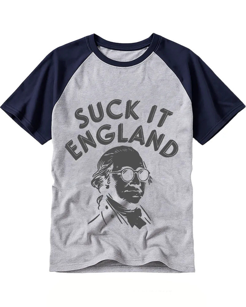 Funny Colonial Figure Graphic Raglan Tee
