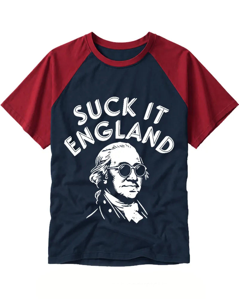 Funny Colonial Figure Graphic Raglan Tee