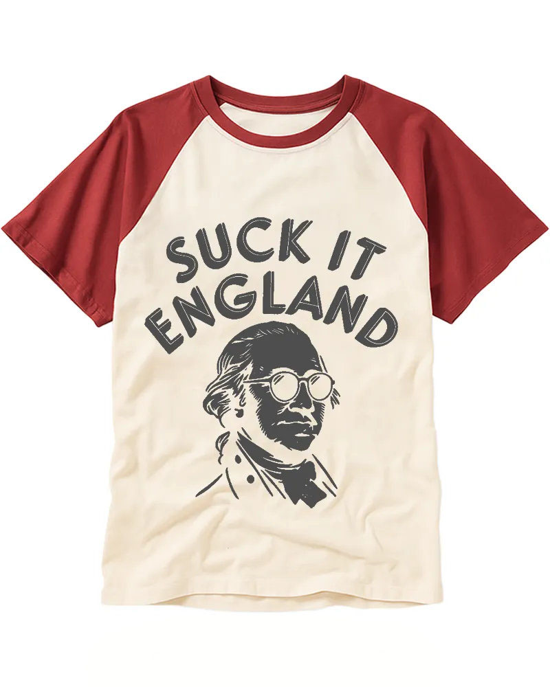 Funny Colonial Figure Graphic Raglan Tee