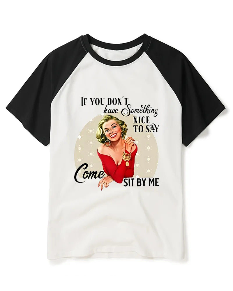 Vintage Attitude-Filled Retro Girl Print Tee