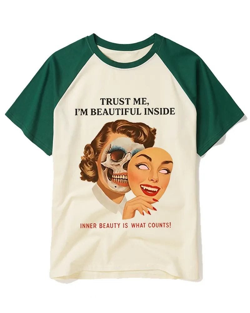 Vintage Pin-Up With Skull Art Tee