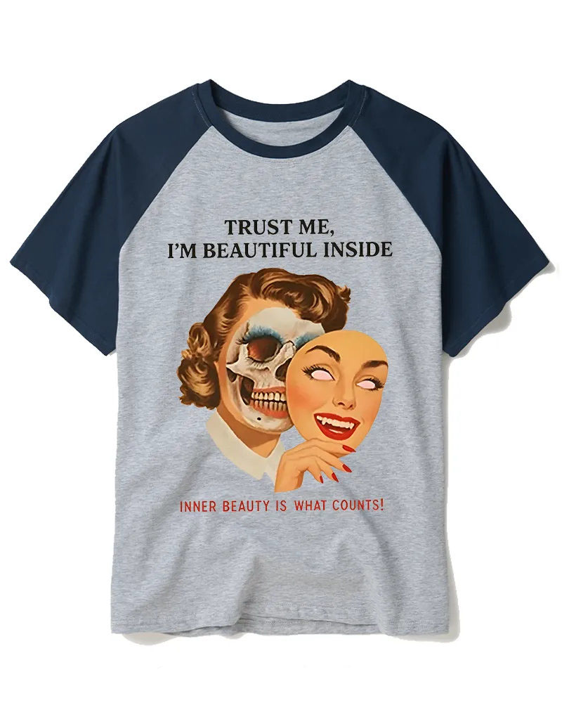 Vintage Pin-Up With Skull Art Tee
