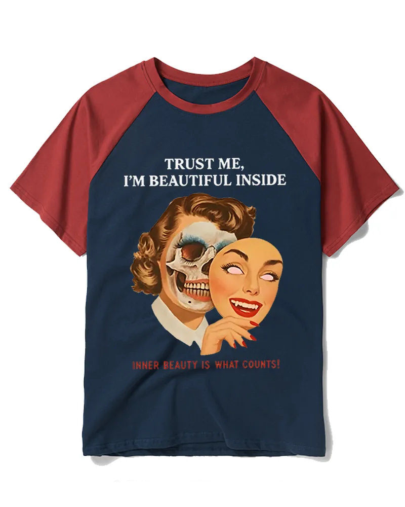Vintage Pin-Up With Skull Art Tee