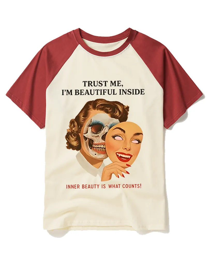Vintage Pin-Up With Skull Art Tee