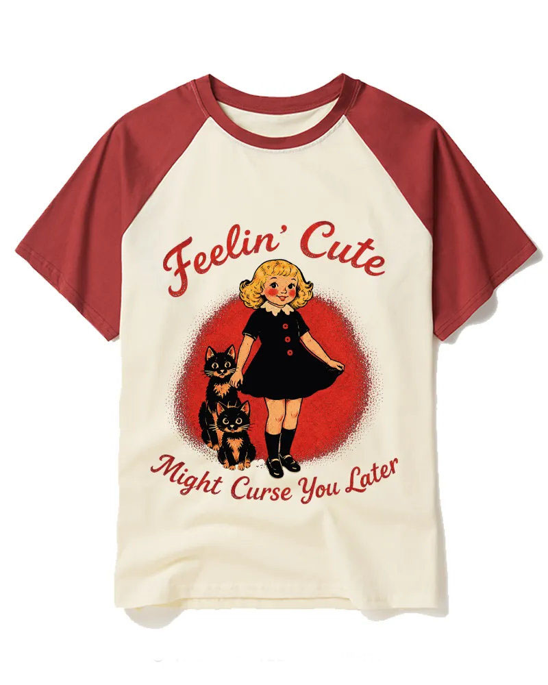 Retro Spooky Girl & Black Cats Graphic Tee