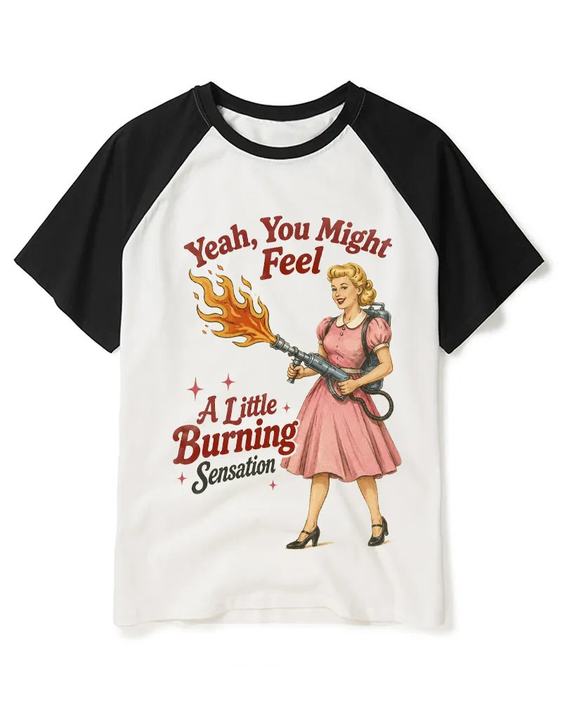 Retro Pin-Up With Flamethrower Graphic Tee