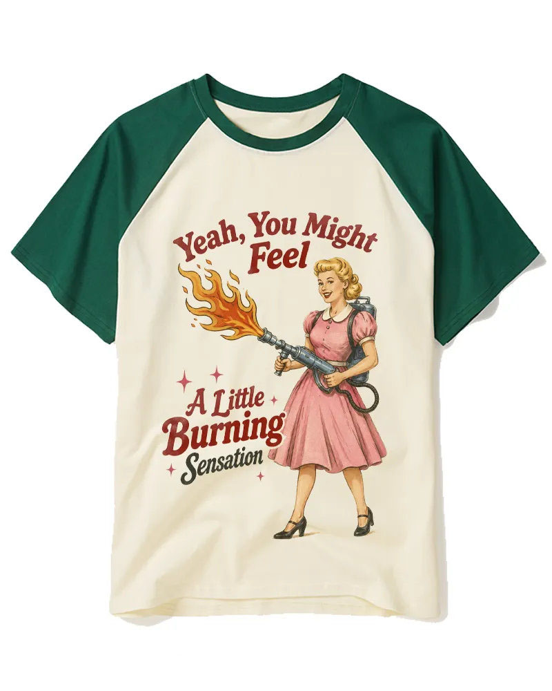 Retro Pin-Up With Flamethrower Graphic Tee