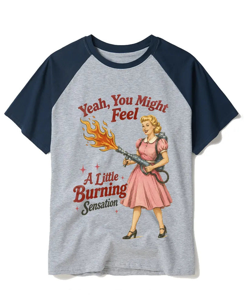 Retro Pin-Up With Flamethrower Graphic Tee