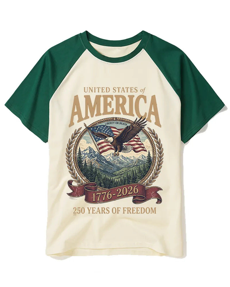 Retro American Eagle & Flag Graphic Tee