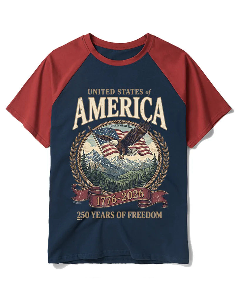 Retro American Eagle & Flag Graphic Tee