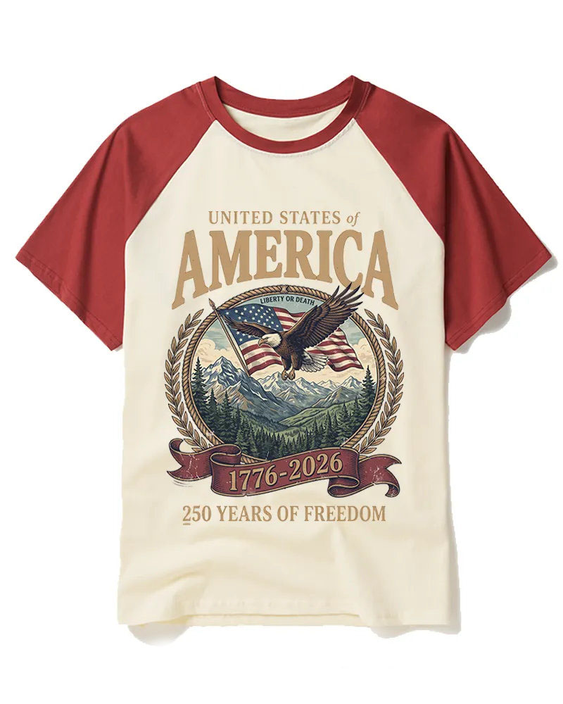 Retro American Eagle & Flag Graphic Tee