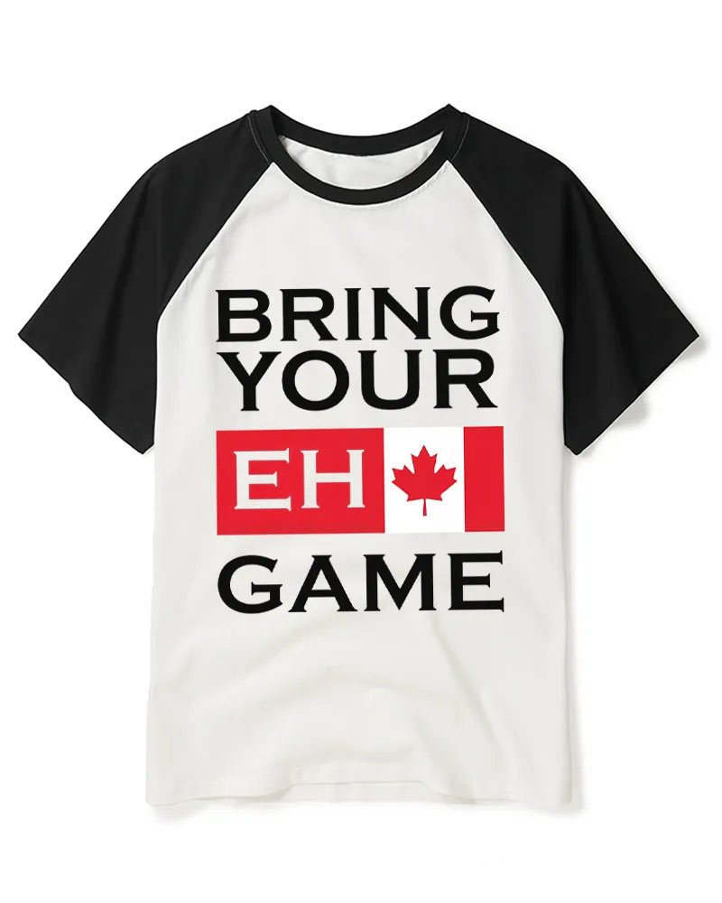 Patriotic Canadian Slogan Raglan Tee