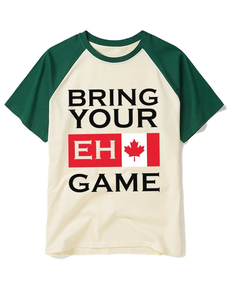 Patriotic Canadian Slogan Raglan Tee