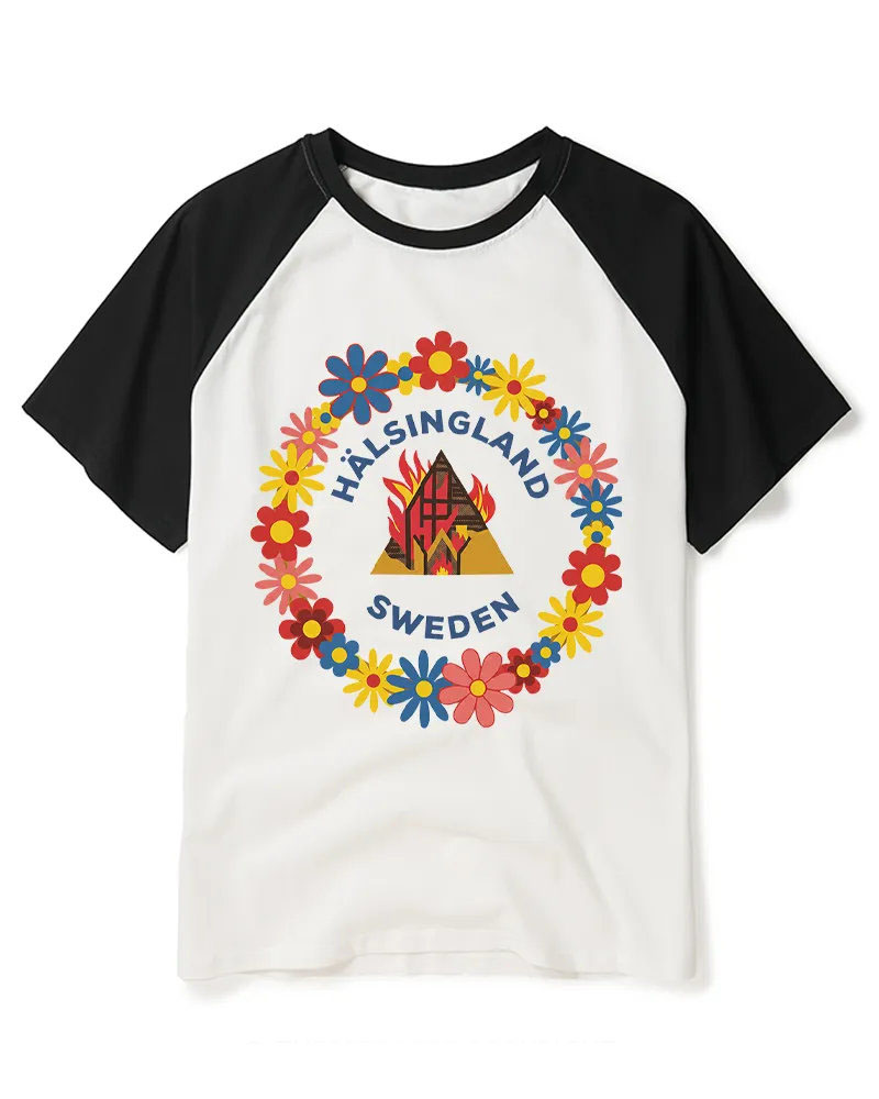Colorful Folk Art Inspired Cottage Print Tee