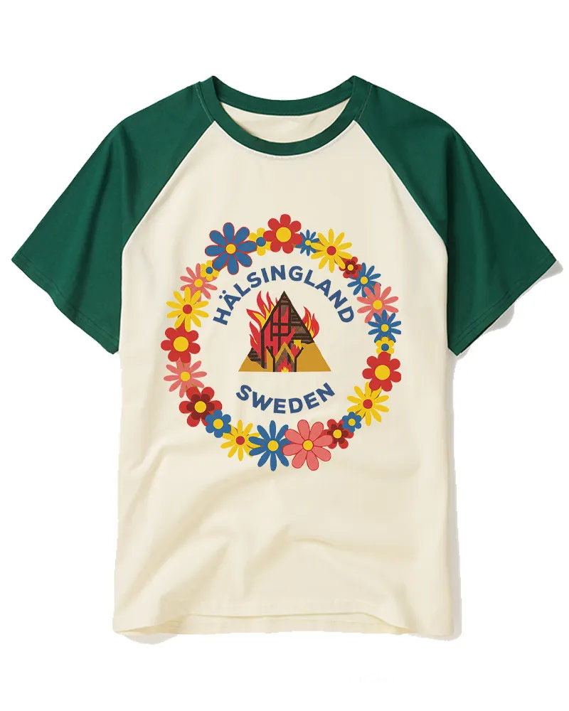 Colorful Folk Art Inspired Cottage Print Tee