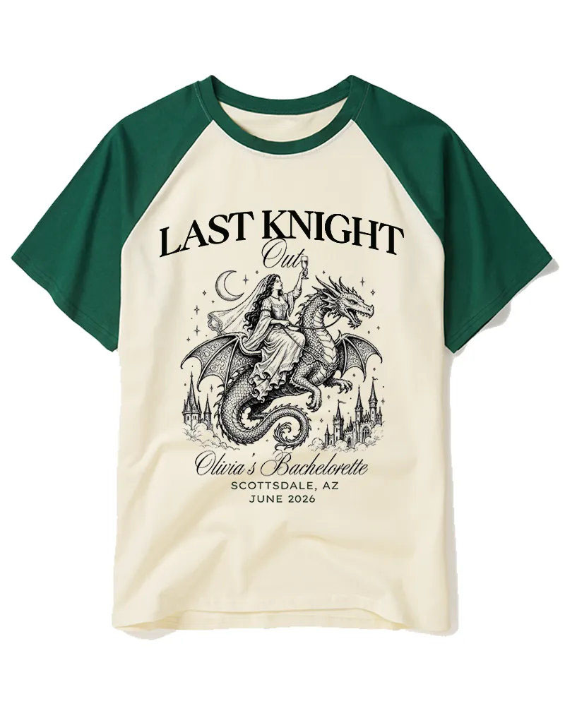 Last Knight Out Medieval Bachelorette Raglan Baseball T-Shirt