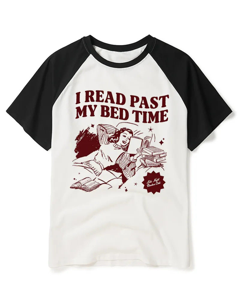 Late Night Reader Book Club 1950s Raglan Baseball T-Shirt