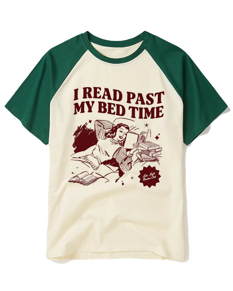 Late Night Reader Book Club 1950s Raglan Baseball T-Shirt