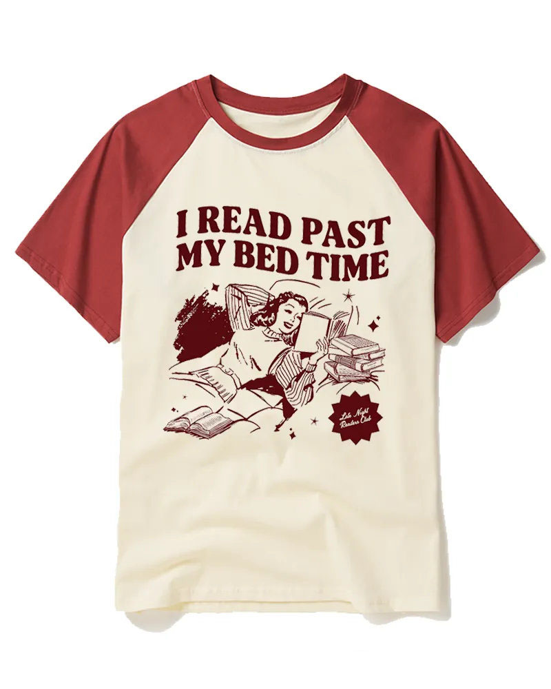 Late Night Reader Book Club 1950s Raglan Baseball T-Shirt