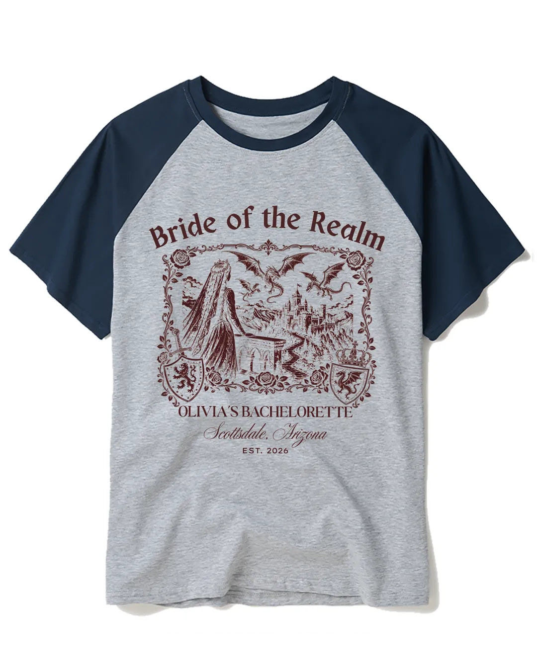 Medieval Dragon Bachelorette Raglan Baseball T-Shirt