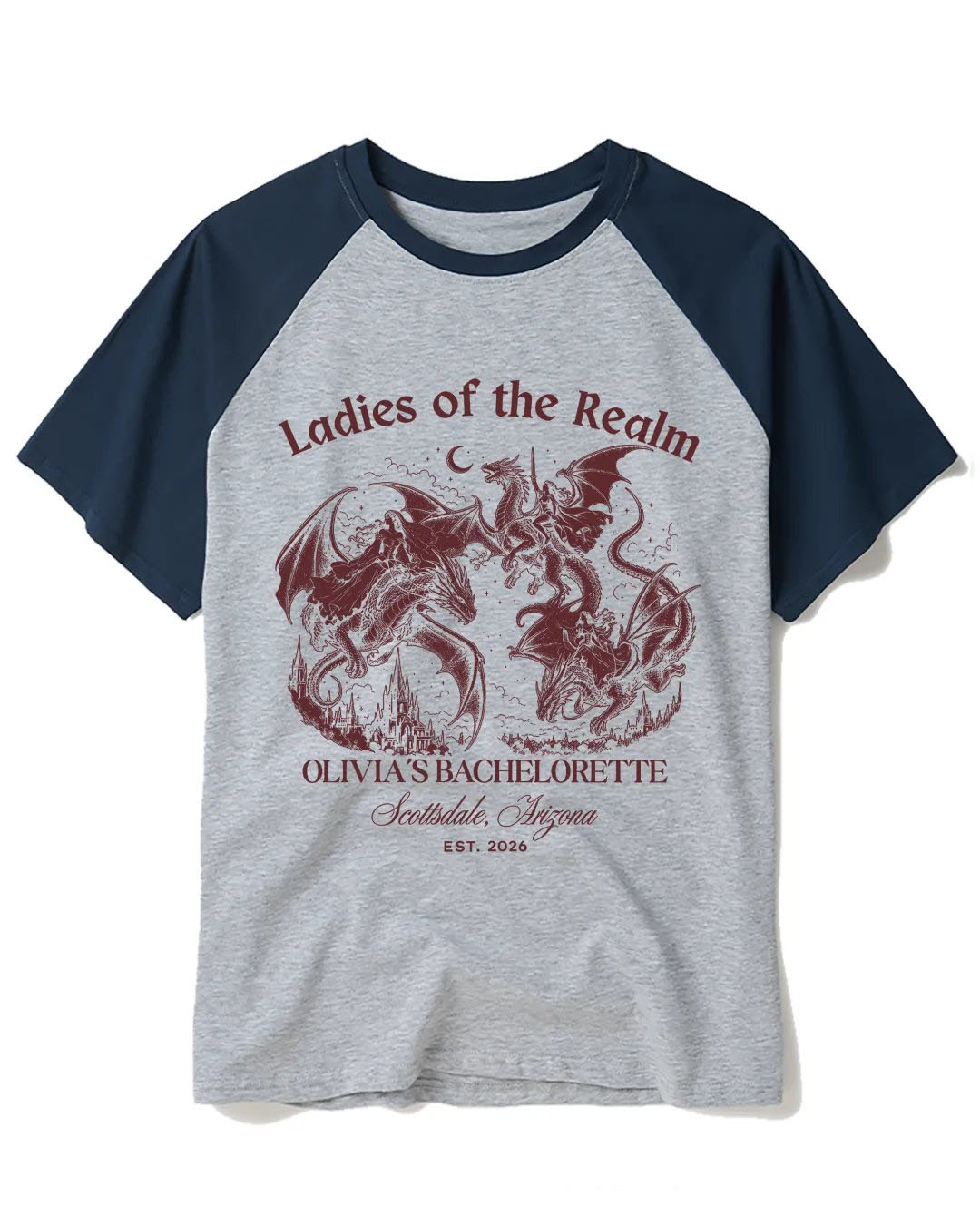 Medieval Dragon Bachelorette Raglan Baseball T-Shirt
