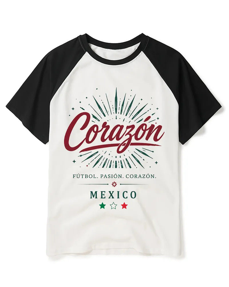 Mexico Soccer 1980s Raglan Baseball T-Shirt