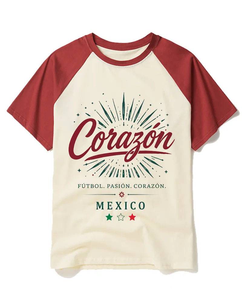 Mexico Soccer 1980s Raglan Baseball T-Shirt
