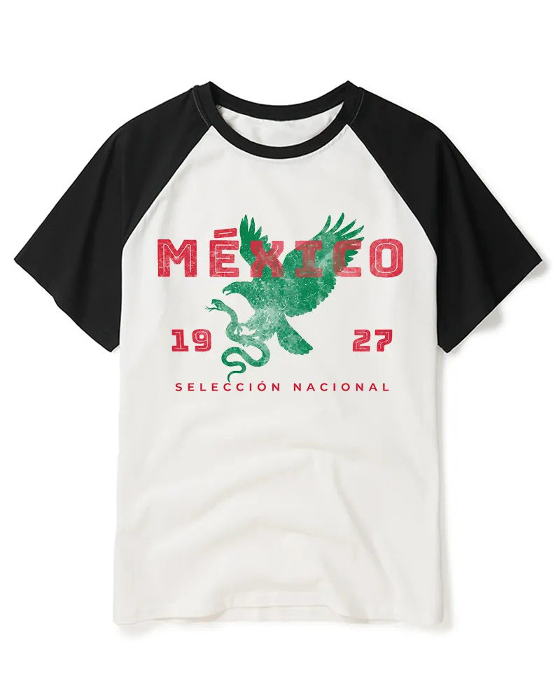 Mexico Soccer Fan 1927 Raglan Baseball T-Shirt