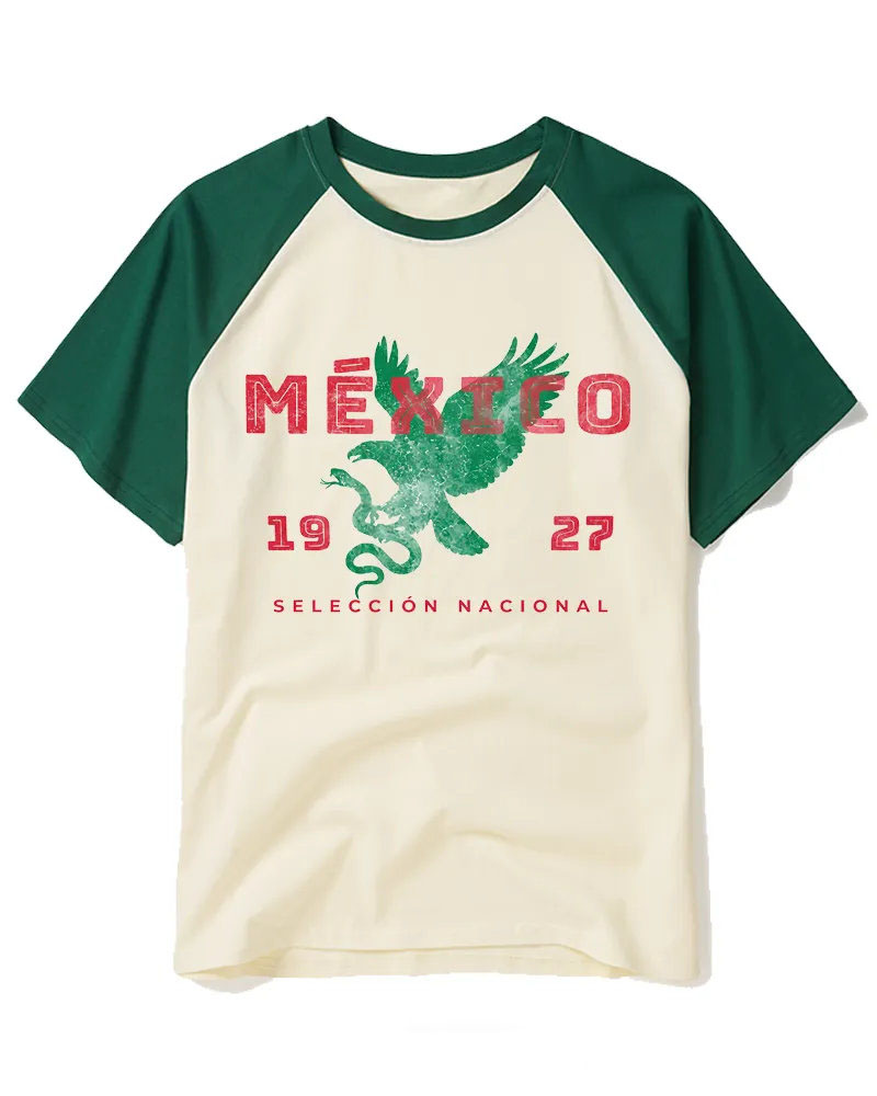 Mexico Soccer Fan 1927 Raglan Baseball T-Shirt