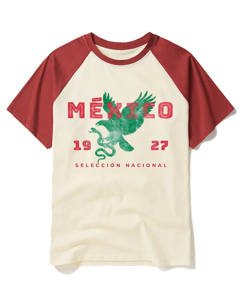 Mexico Soccer Fan 1927 Raglan Baseball T-Shirt