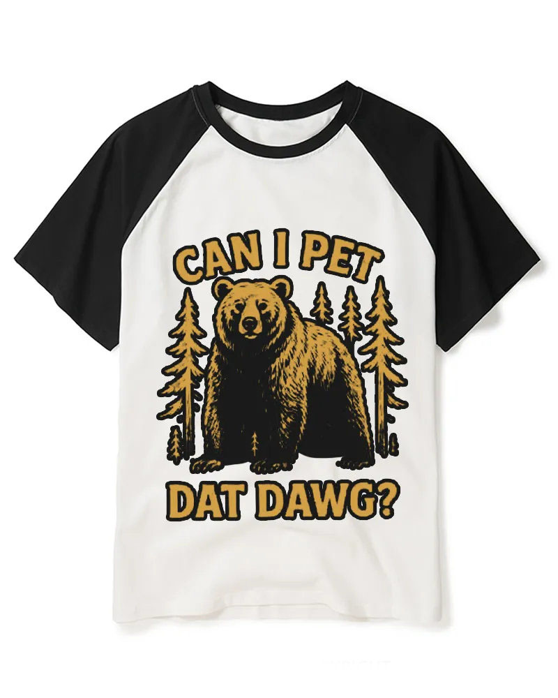 Can I Pet Dat Dawg 1980s Raglan Baseball T-Shirt