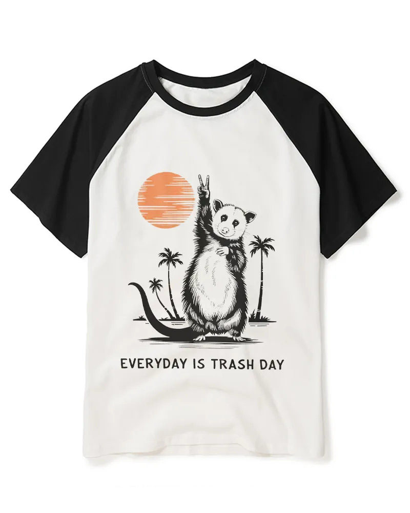 Everyday Is Trash Day 1970s Raglan Baseball T-Shirt