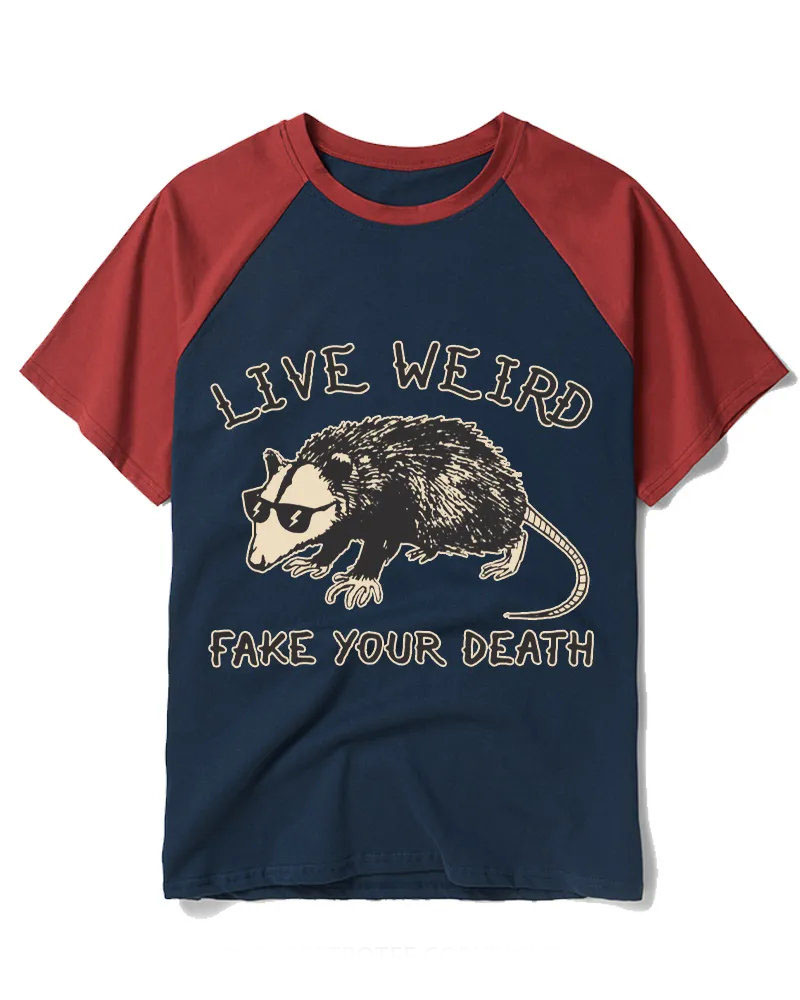 Funny Possum 1970s Raglan Baseball T-Shirt