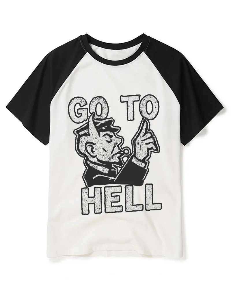 Go To Hell 1950s Raglan Baseball T-Shirt