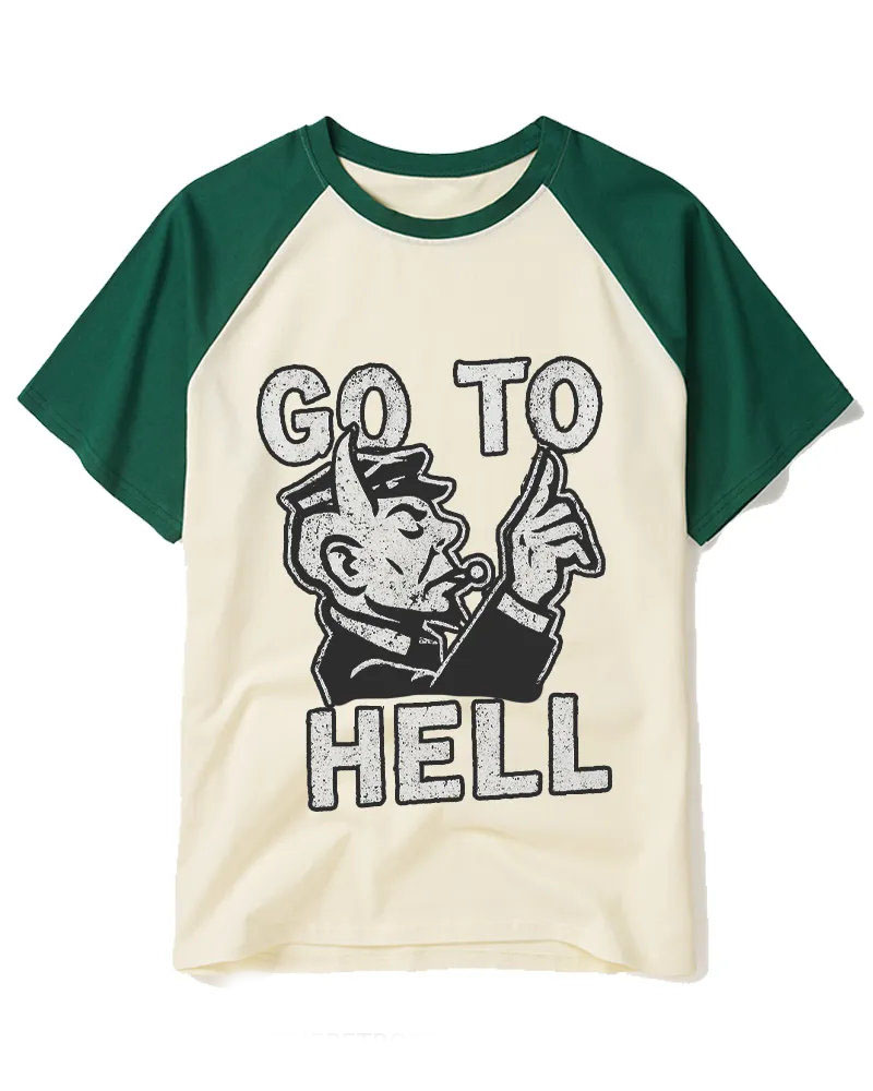 Go To Hell 1950s Raglan Baseball T-Shirt