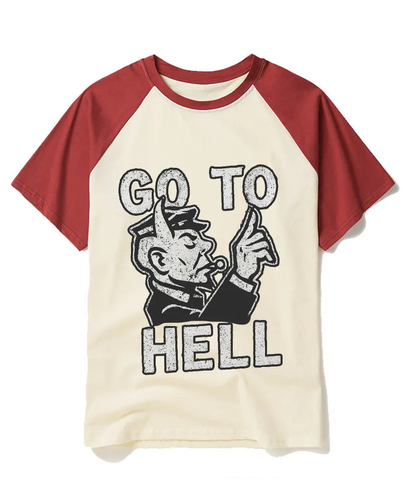 Go To Hell 1950s Raglan Baseball T-Shirt