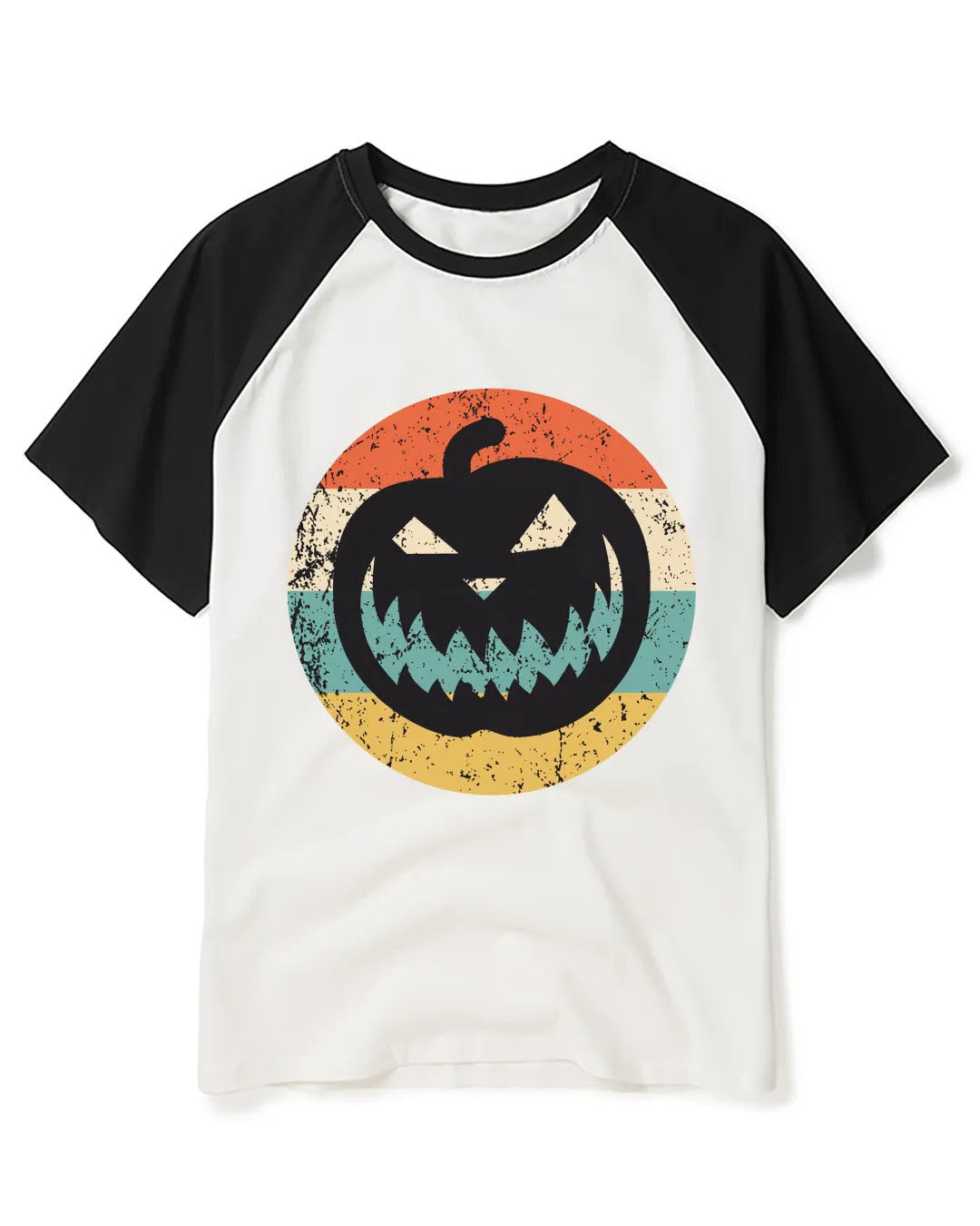 Jack-O-Lantern Pumpkin Icon 1990s Raglan Baseball T-Shirt